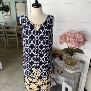 R&K Navy and White Floral Fabric